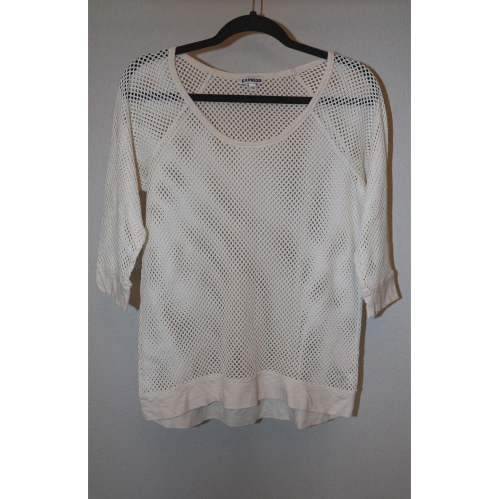 Express Women’s Cream Open-Knit Sweater Top